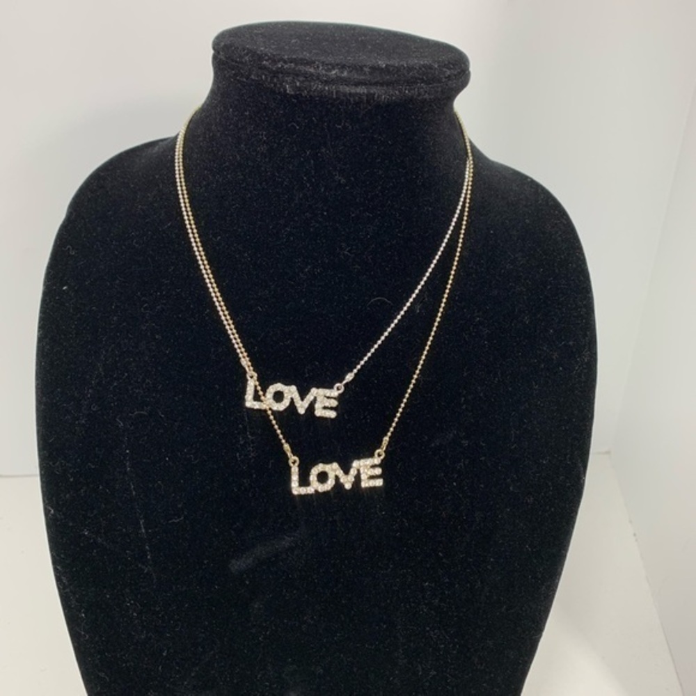 Love rhinestone chain link necklaces gold silver
